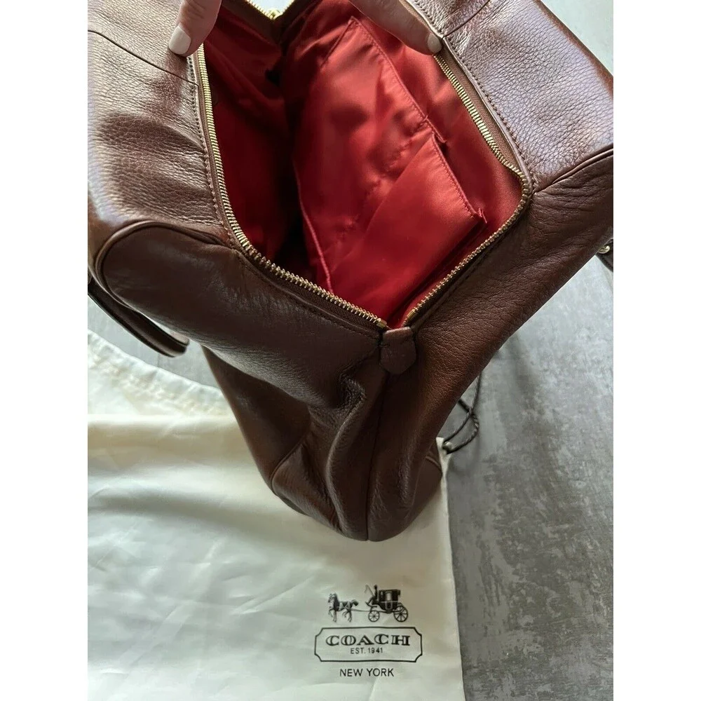 COACH Designer Madison Leather North South Satchel 25170 Chestnut Brown STUNNING